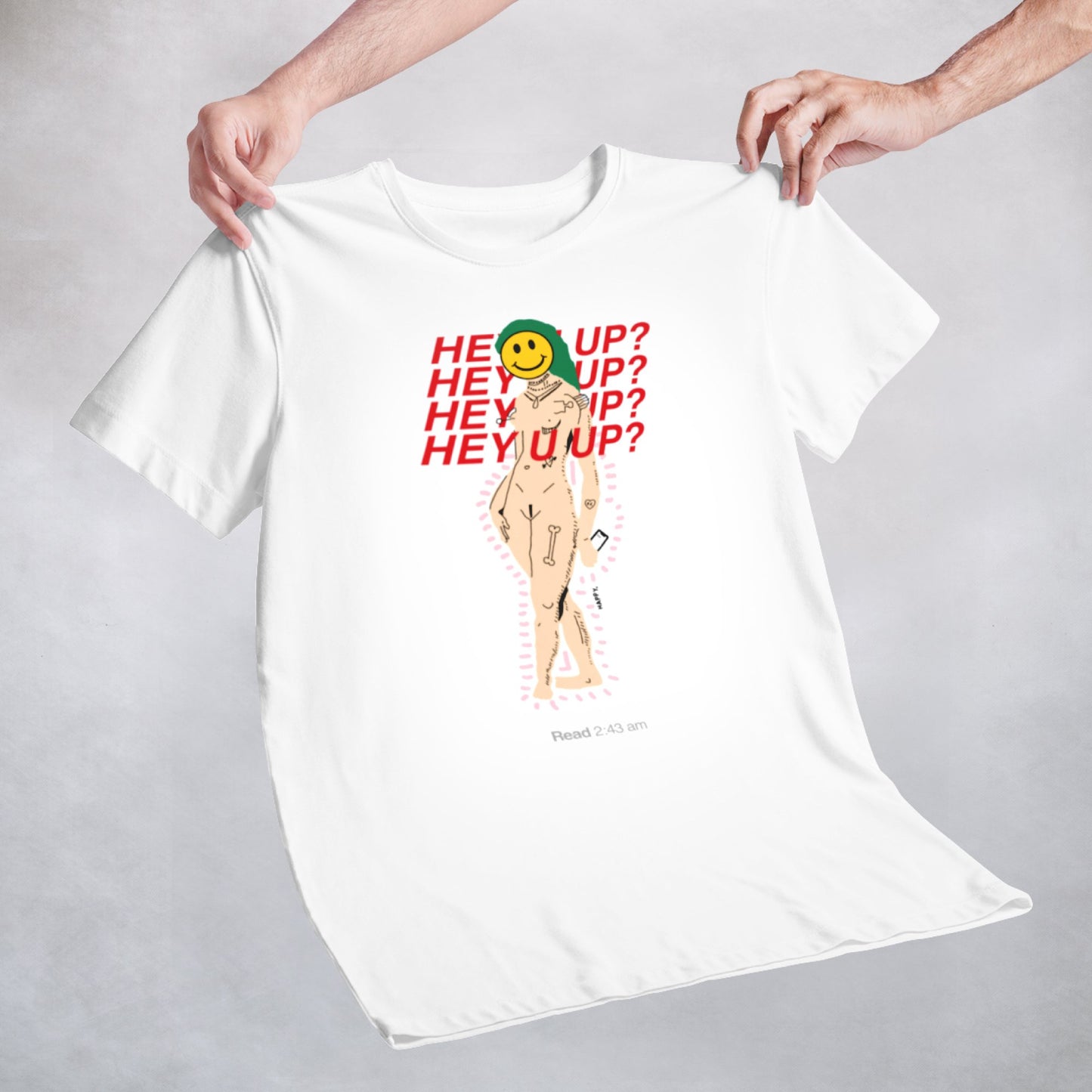 Classy Duds Short Sleeve T-Shirts Hey U Up Tee by Happy Thrilmore