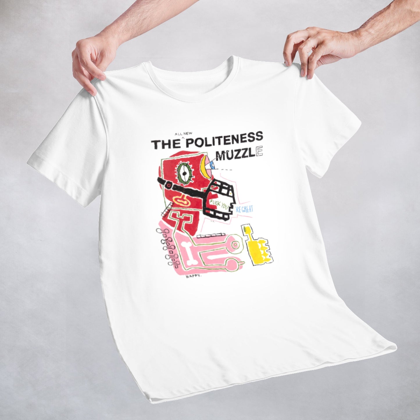 Classy Duds Short Sleeve T-Shirts Politeness Muzzle Tee by Happy Thrilmore