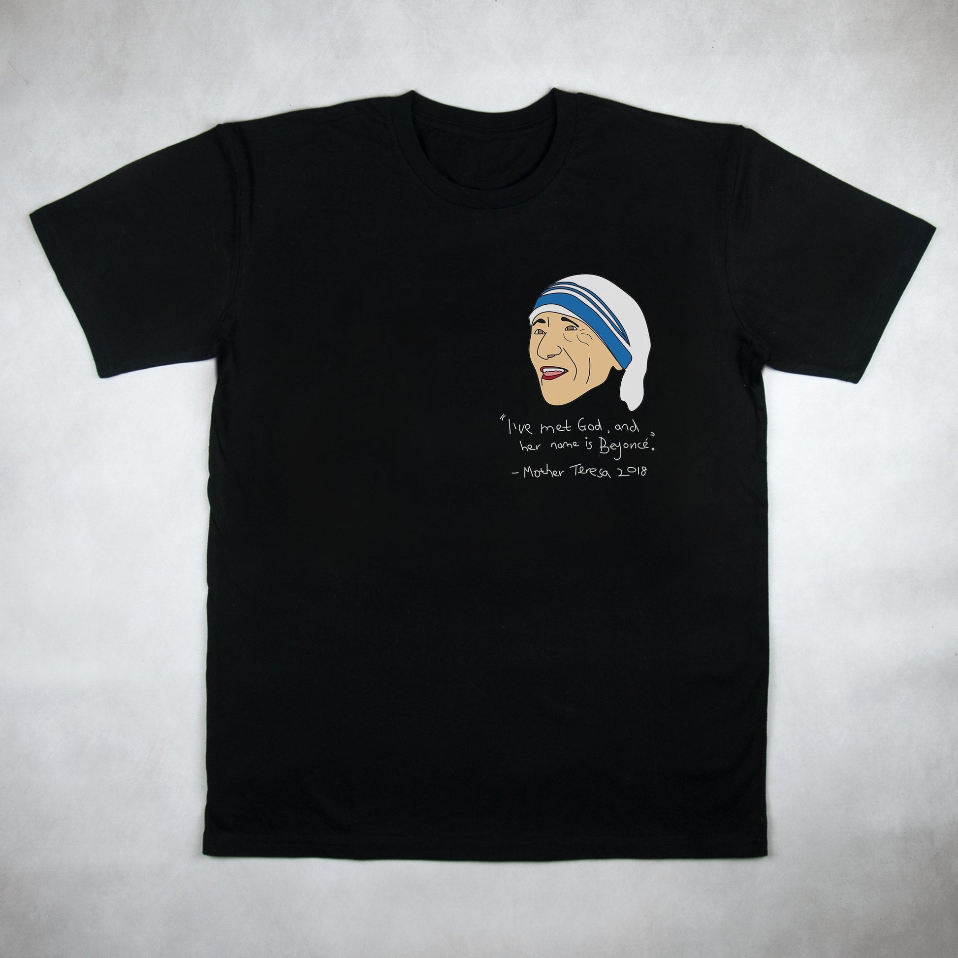 Classy Duds Short Sleeve T-Shirts S / Black / Standard Modern Day Mother Teresa Tee