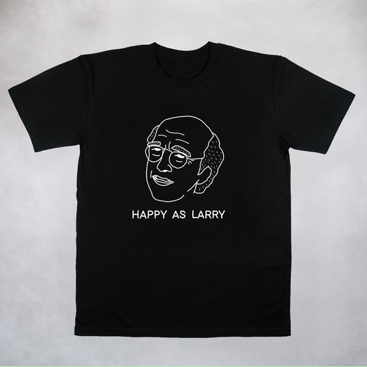 Classy Duds Short Sleeve T-Shirts S / Full / Standard Happy As Larry Black Tee