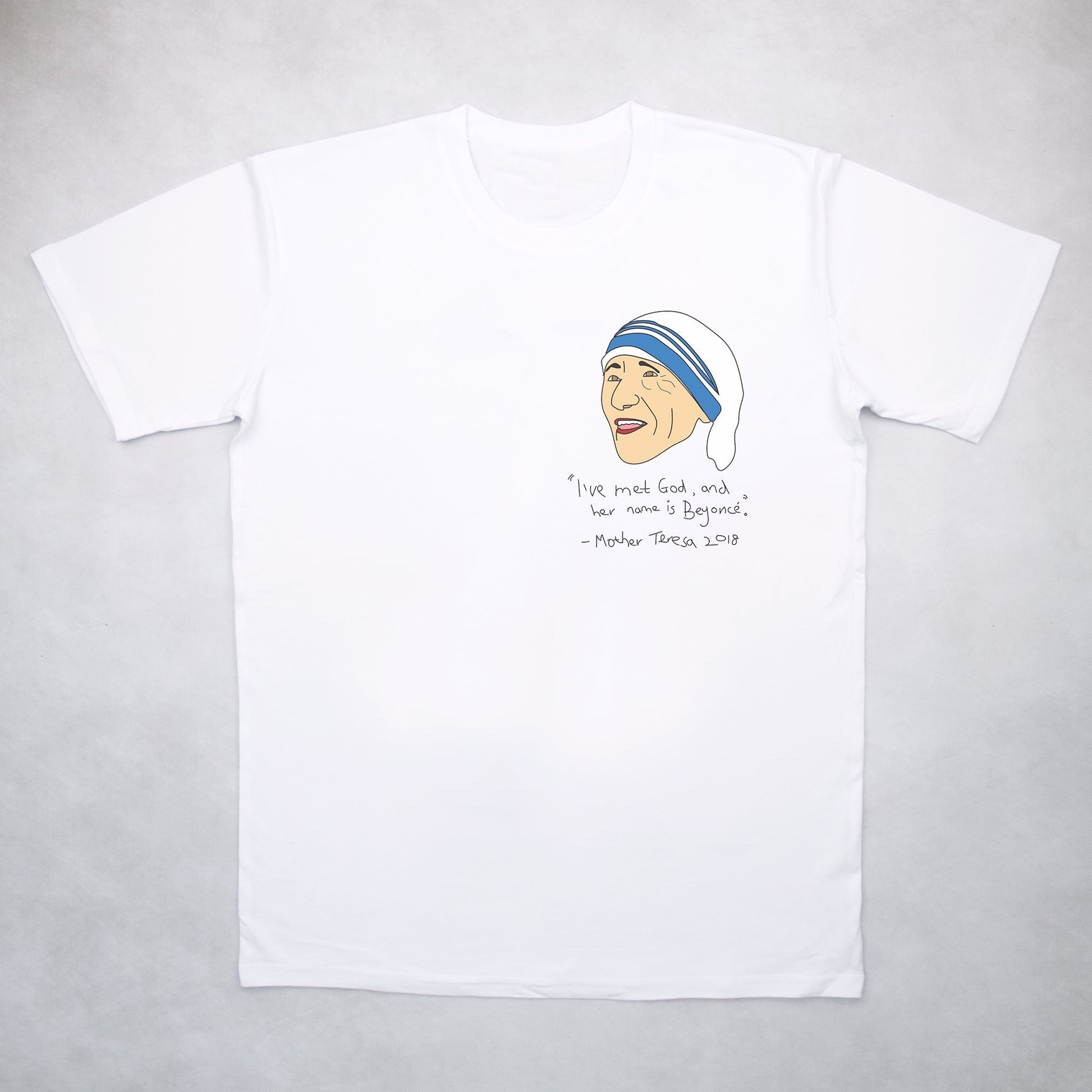 Classy Duds Short Sleeve T-Shirts S / White / Standard Modern Day Mother Teresa Tee