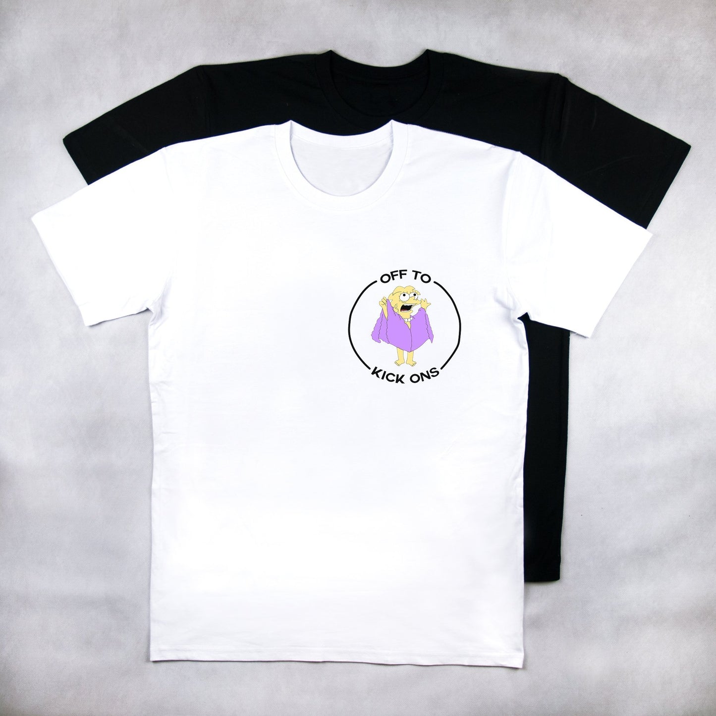 Classy Duds Short Sleeve T-Shirts S / White / Standard Off To Kickons Two Tee