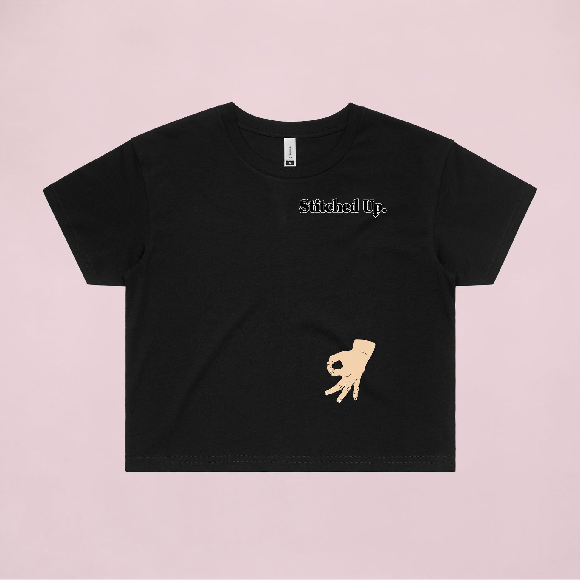Ogo Merch Crop Tees Black / Extra Small Stitched Up Crop Tee